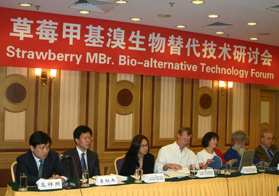 聯(lián)合國環(huán)境署、聯(lián)合國工發(fā)組織等機構出席了我公司舉行的草莓甲基溴生物替代技術研討會